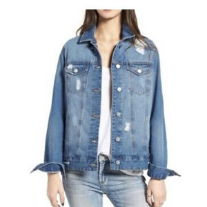 BP Distressed Denim Oversized Trucker Jean Jacket XS